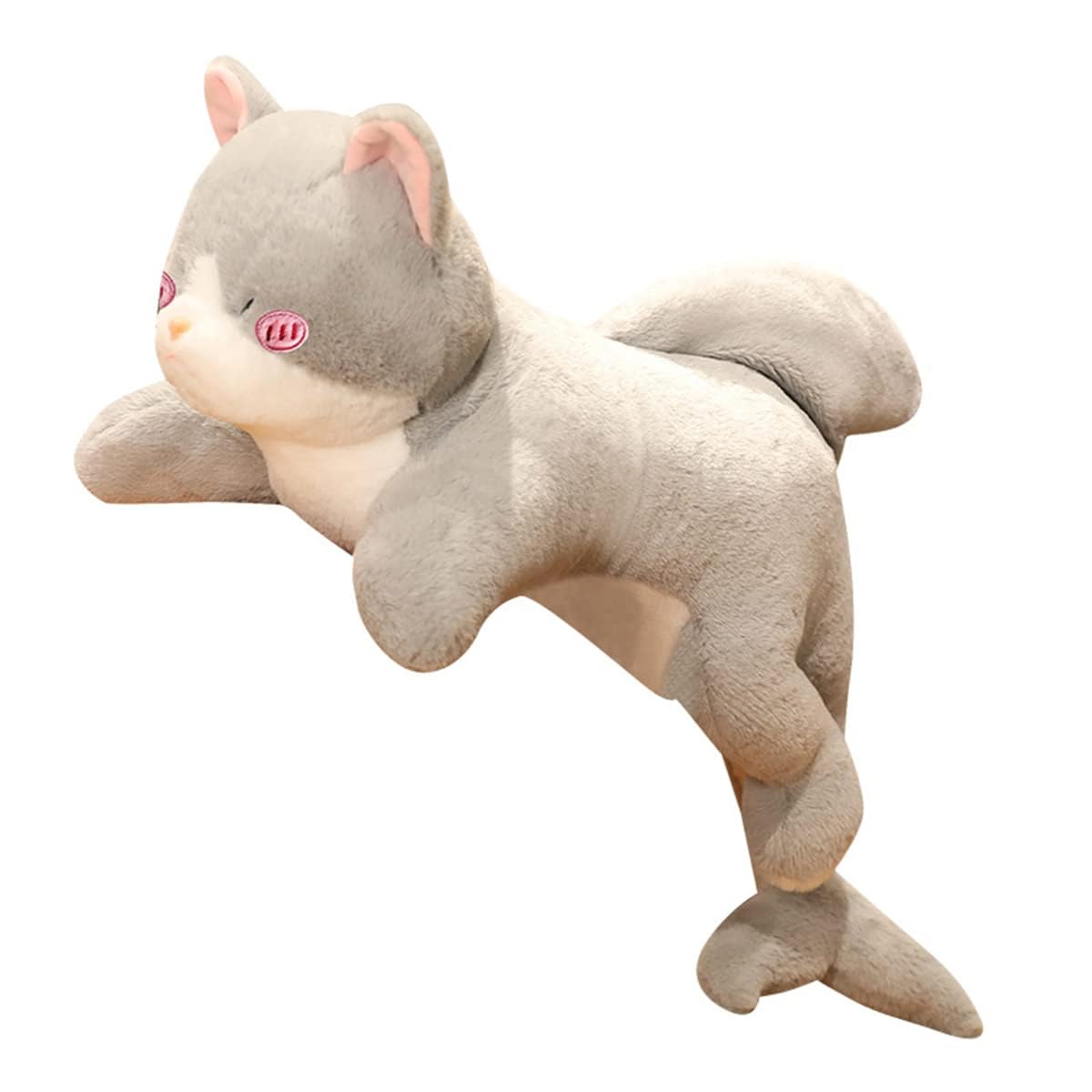 Hofun4U Cat Plush Pillow With Shark Tail - Shark Stuffed Animal - 27 Inch Cat Stuffed Long Pillow Birthday Christmas Valentines